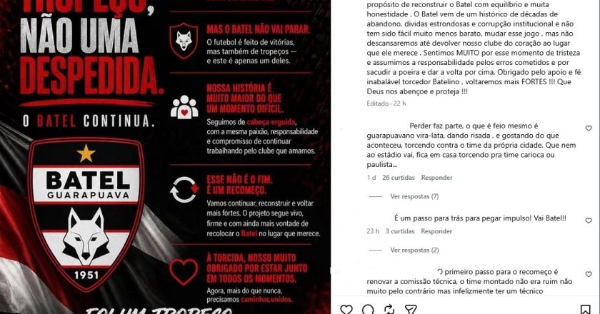 Um novo capítulo se inicia’, afirma Batel