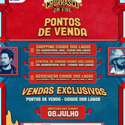 Cidade dos Lagos dá início à venda de ingressos para o Churrasco On Fire em homenagem ao seu 12º aniversário